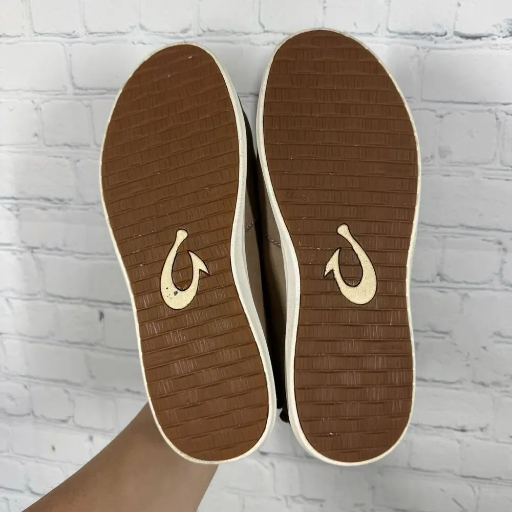 Olukai Manu Hope Slip On Ankle Booties Womens Size 8 Tan Nubuck Wool Lined
